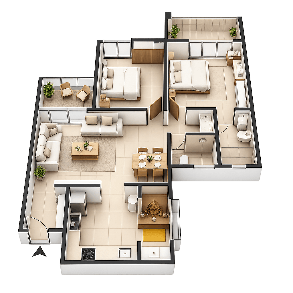 2 BHK Floor Plan