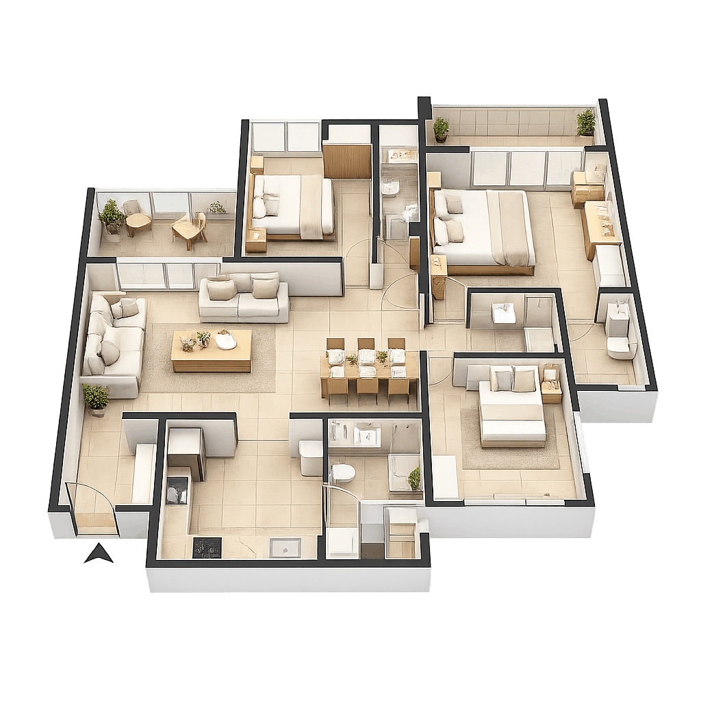 3 BHK Floor Plan